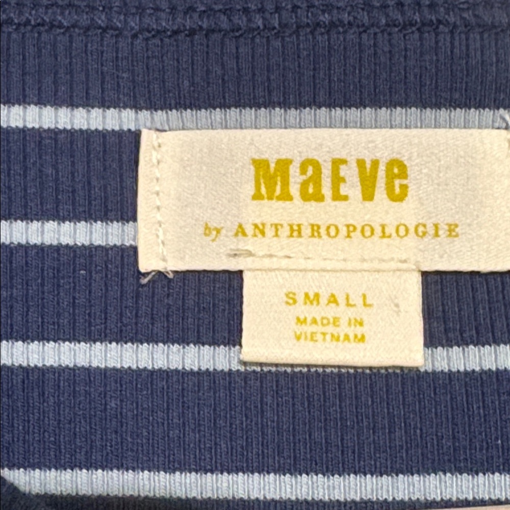 Anthropologie Maeve Puff-Sleeve Top in Blue/White Size S - Picture 5 of 5